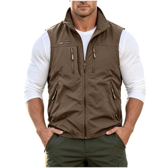 FchengtaiS Men's Fishing Vest Utility Lightweight Outdoor Cargo Vests for Travel Safari Photo with Multi Pockets