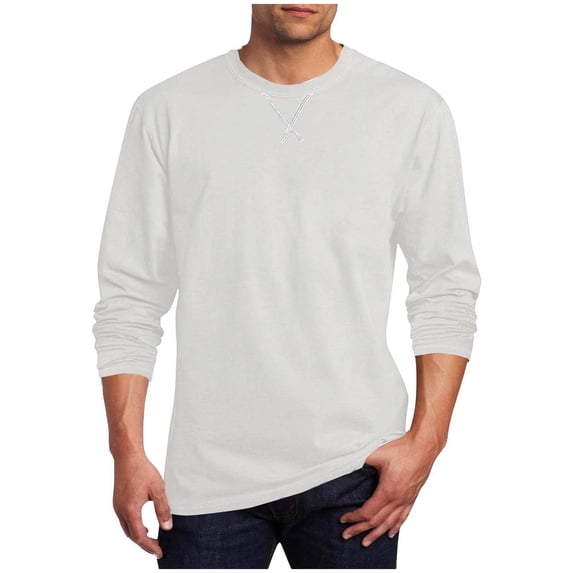 FchengtaiS Men's Long Sleeve Crew Neck Shirts Minimal Cross Graphic T-Shirts Fashion Spring Fall Pullover Tops