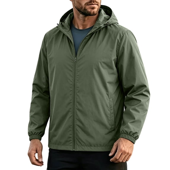 FchengtaiS Men's Packable Rain Jackets Full Zip Up Hooded Windbreakers Lightweight Raincoats for Outdoor Sports