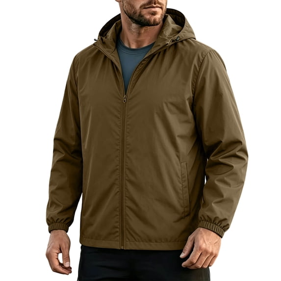FchengtaiS Men's Packable Rain Jackets Full Zip Up Hooded Windbreakers Lightweight Raincoats for Outdoor Sports