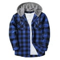 thumbnail image 1 of FchengtaiS Men's Patchwork Plaid Shackets Button Down Long Sleeve Shirts Jacket Casual Fashion Hooded Sweatshirts with Pocket, 1 of 6