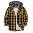 thumbnail image 1 of FchengtaiS Men's Plaid Patchwork Shackets Long Sleeve Button Down Shirts Jacket Casual Fashion Hooded Sweatshirts with Pocket, 1 of 3