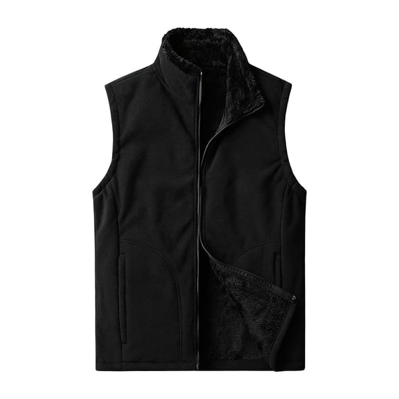 FchengtaiS Men's Polar Fleece Vests Stand Collar Sleeveless Zip Up Jackets Casual Fall Winter Warm Outerwear with Pockets