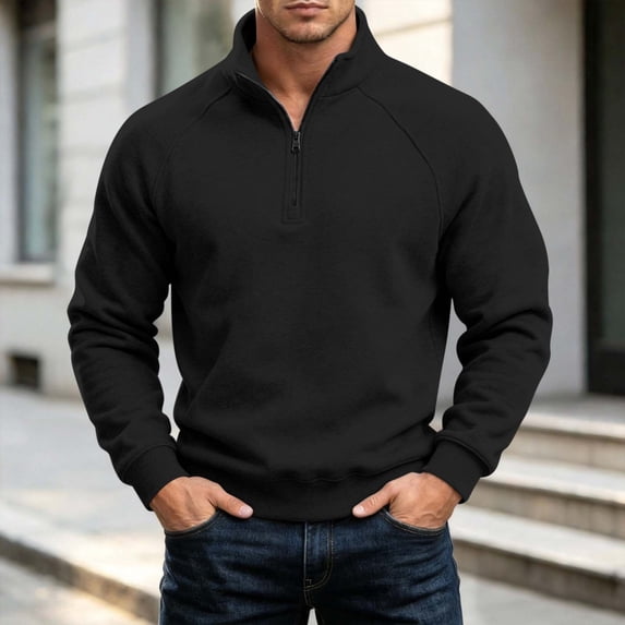FchengtaiS Men's Quarter Zip Pullover Sweatshirt Fleece Long Sleeve Mock Neck Sweatshirt Fall Winter Casual Daily Wear