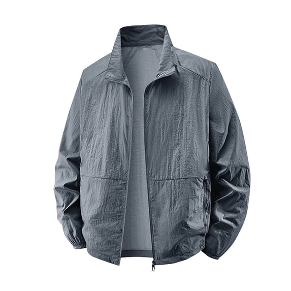 FchengtaiS Men's Sun Protection Jacket Full Zip Quick Dry Long Sleeve Windbreaker Coat Lightweight Outerwear for Hiking Cycling