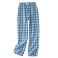 thumbnail image 1 of FchengtaiS Men's Woven Pajama Pants Soft Lounge Plaid Pj Bottoms Drawstring Elastic Waist Loungwear with pockets, 1 of 5