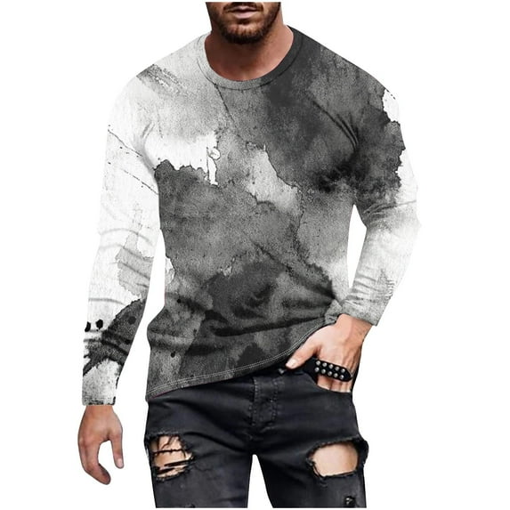 FchengtaiS Mens Camo Shirts Long Sleeve Casual Stylish Camouflage Print Workout Crewneck Athletic Loose Fit Pullover Tees