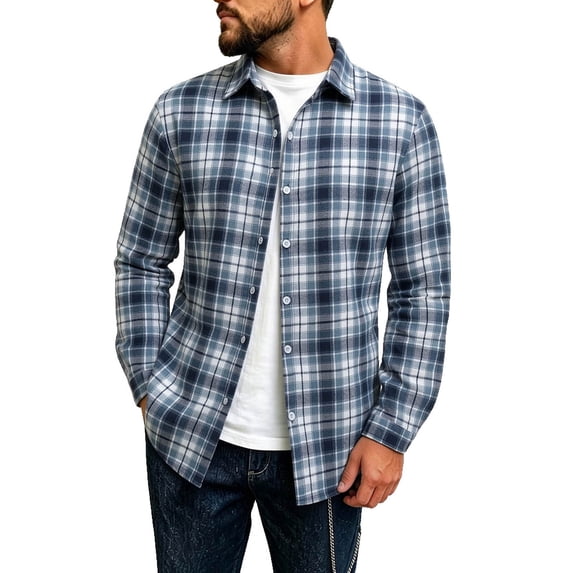FchengtaiS Mens Plaid Button Down Shacket Long Sleeve Classic Shirts Jacket Casual Work Daily Tops