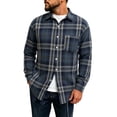 thumbnail image 1 of FchengtaiS Mens Plaid Button Down Shacket Long Sleeve Classic Shirts Jacket Casual Work Daily Tops, 1 of 6