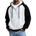 thumbnail image 1 of FchengtaiS Mens Waffle Knit Textured Hoodies Sherpa Lined Raglan Sleeve Sweatshirts Colorblock Pullover Tops for Fall Winter, 1 of 8