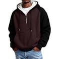 thumbnail image 1 of FchengtaiS Mens Waffle Knit Textured Hoodies Sherpa Lined Raglan Sleeve Sweatshirts Colorblock Pullover Tops for Fall Winter, 1 of 8