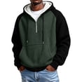 thumbnail image 1 of FchengtaiS Mens Waffle Knit Textured Hoodies Sherpa Lined Raglan Sleeve Sweatshirts Colorblock Pullover Tops for Fall Winter, 1 of 8