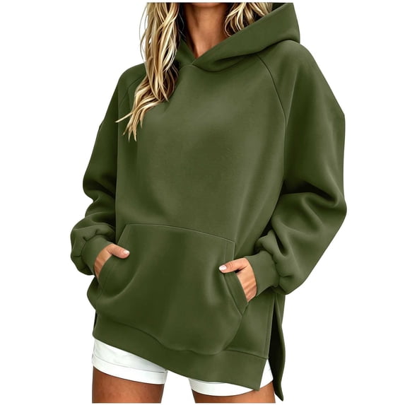 FchengtaiS Oversized Hoodies Sweatshirts for Womens Casual Loose Fleece Hooded Pullover Tops with Pockets and Side Split