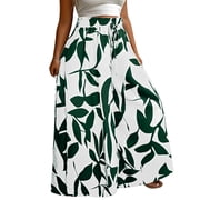 FchengtaiS Plus Size Womens Flowy Palazzo Pants Wide Leg Baggy Pants Boho Lounge Pants with Pockets
