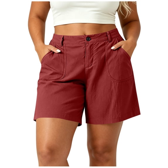 FchengtaiS Plus Size Womens Wide Leg Linen Shorts Summer Casual Loose Dress Shorts Elastic High Waisted Bermuda Shorts with Pockets