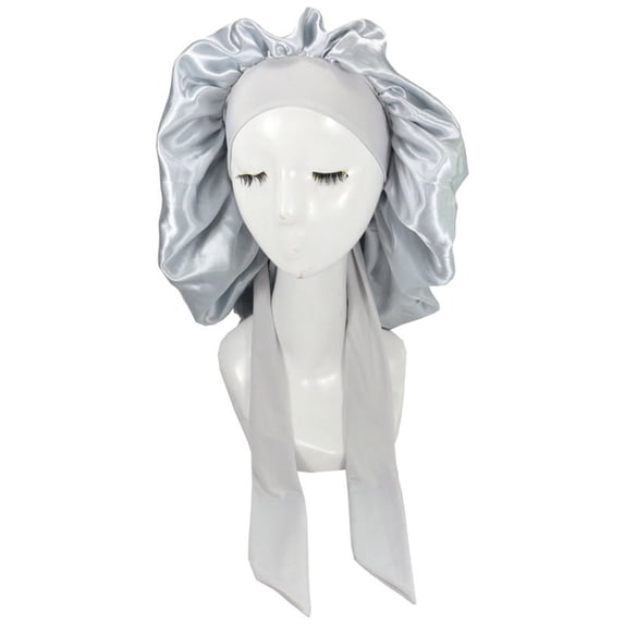 FchengtaiS Satin Shower Cap for Women Waterproof Reusable Hair Cap with Bow Wide elastic band, Washable and Durable