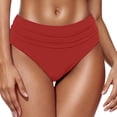 thumbnail image 1 of FchengtaiS Women Mid Rise Bikini Bottoms Full Coverage Swimsuit Ruched Swim Bottom, 1 of 6