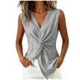 thumbnail image 1 of FchengtaiS Women's Twist Knot Front Tank Top Cotton Linen V Neck Sleeveless Shirts Summer Casual Y2K Tops, 1 of 7