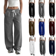 FchengtaiS Womens Wide Leg Sweatpants Baggy Athletic Joggers Pants High Waisted Fall Fashion Trousers with Pockets
