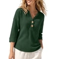 thumbnail image 1 of FchengtaiS Womens 3/4 Sleeve Waffle Knit Tops Button Down V Neck Shirts Spring Fall Casual Business Outfits, 1 of 7