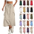 thumbnail image 1 of FchengtaiS Womens Cargo Skirt Drawstring High Waisted Quick Dry Maxi Skirt Summer Trendy A Line Long Skirts with Multi Pockets, 1 of 6