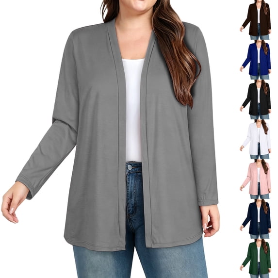 FchengtaiS Womens Long Sleeve Open Front Cardigan Spring Fall Casual Lightweight Cardigans