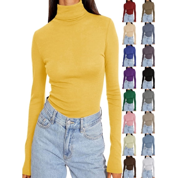 FchengtaiS Womens Mock Turtleneck Tops Long Sleeve Shirts Slim Fitted Casual Basic Layering T-Shirt