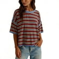 thumbnail image 1 of FchengtaiS Womens Oversized Striped T Shirts Short Sleeve Crewneck Y2K Tops Summer Casual Fashion Clothes, 1 of 7