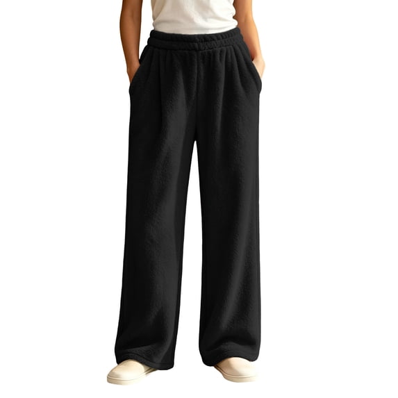 FchengtaiS Womens Sherpa Fleece Pajama Pants Soft Fuzzy Plush Pj Bottoms Winter Warm Sleep Pant with Pocket Loungewear