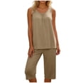 thumbnail image 1 of FchengtaiS Womens Summer 2 Piece Pajama Sets Sleeveless Pleated Tank Top and Knee Length Shorts Set Soft Sleepwear Loungewear, 1 of 7