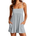thumbnail image 1 of FchengtaiS Womens Summer Sleeveless Rompers Square Neck Spaghetti Strap Short Jumpsuits Beach Vacation Clothes with Pockets, 1 of 7
