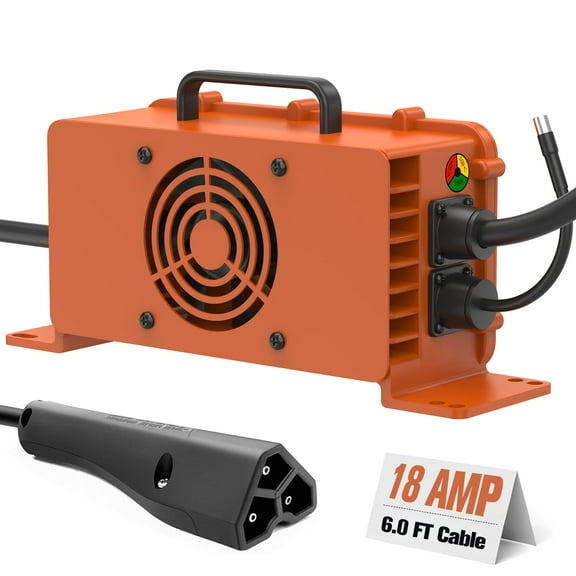 FcotMiue Upgrade 18 Amp 48 Volt Golf Carts Battery Charger for EZGO RXV & TXT Lead-Acid Battery Smart Trickle Charger with 3-pin Triangular Plug IP67 Waterproof