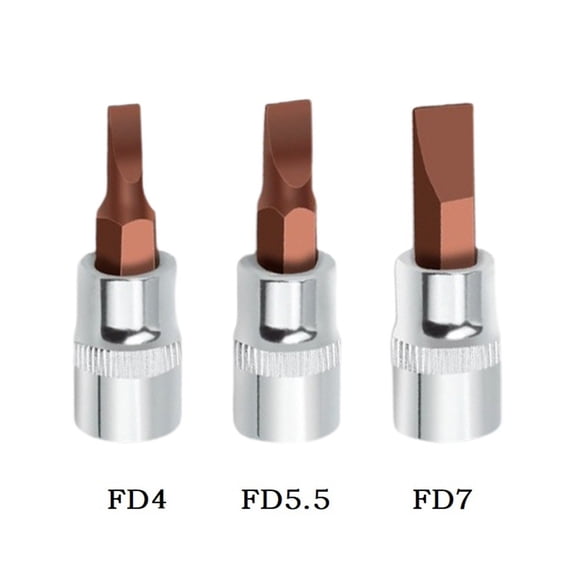 Fd Slotted Screwdriver Bits 1/4 Inch Drive Socket Head Hand Tools Fd4 Fd5.5 Fd7 Chrome Vanadium Steel Socket Wrenches Fd5.5 Fangkenuo