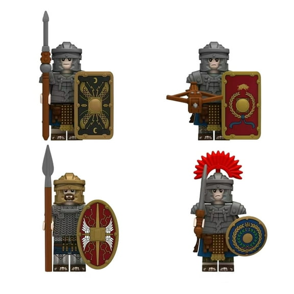 Fddxhl 4PCS/Set Medieval Roman Soldiers Minifigures Building Blocks Toys, Roman Soldiers Action Figures Building Block, Medieval Brick Robot Characters Building Block Toy Gift for Kids Fans