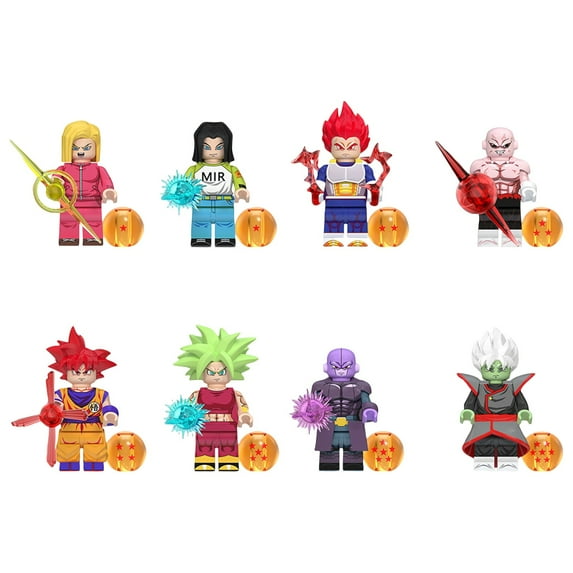 Fddxhl 8PCS Dragon Ball Super & Dragon Ball Z Minifigures Building Blocks Toys Set, Including Goku, Gohan, Super Saiyan God Vegeta & More Dragon Ball Collectible Characters Action Figures for Fans