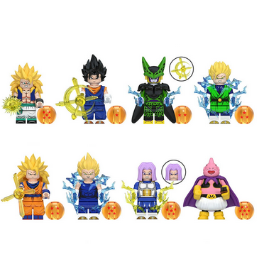 Fddxhl 8Pcs/Set Dragon Ball Z Action Figures Building Blocks Toys Goku,Vegeta,Cell,Saiyan 3 & More - Mini Dragon Ball Z Collectible Figures for Halloween Decor, Xmas & Birthday Gifts for Kids Age 4+