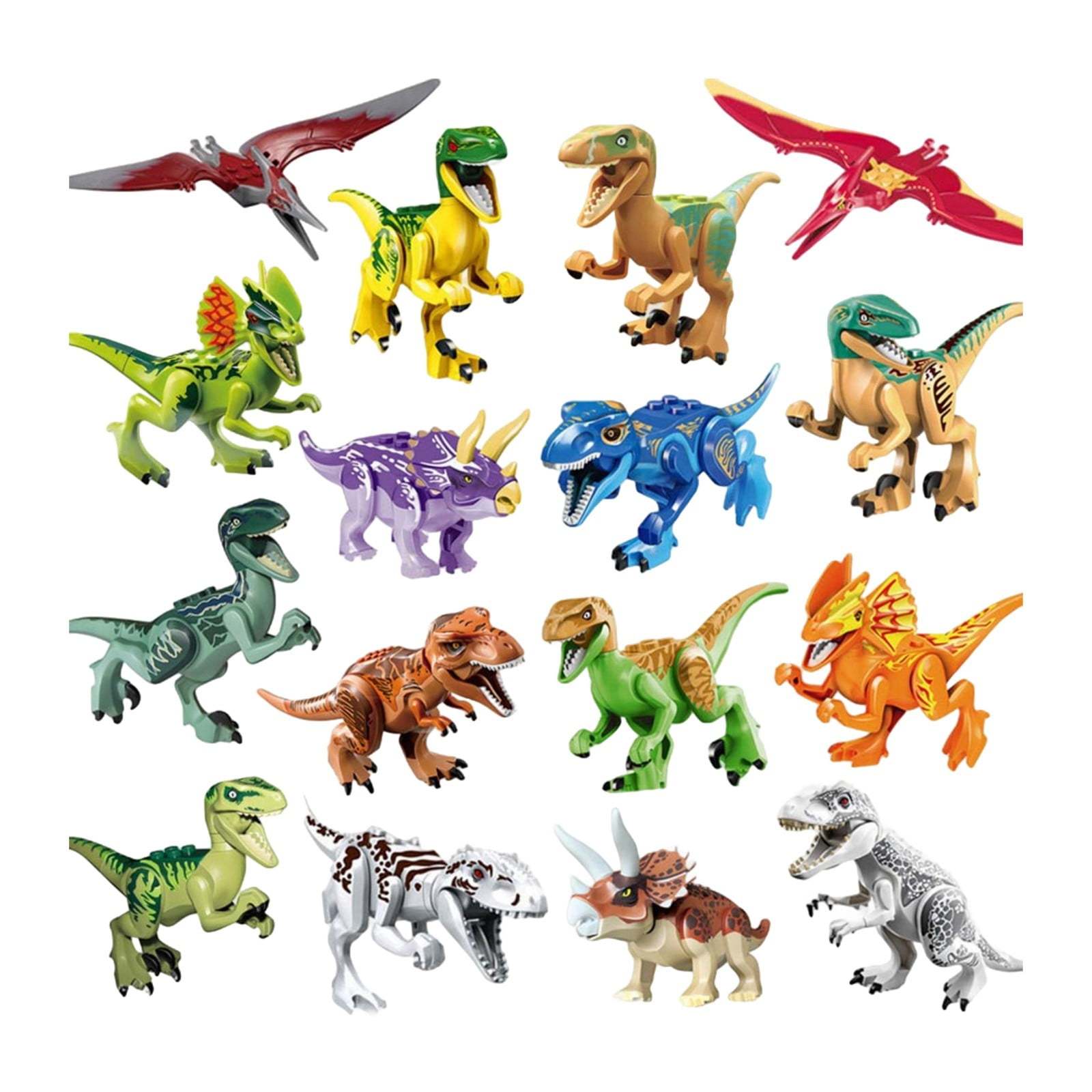 Fddxhl Dinosaur Toys Clearance, 16 Pieces Dinosaur Building Blocks Set for Kids Ages 4-8, B