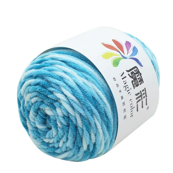 Fdelink 1 Roll DIY Sweater Scarf Line Cotton Wool Thread Ball of Yarn 5 Strands of Rainbow Cotton Crochet