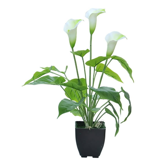 Fdelink 12.6" Artificial Calla Lily Plant in Black Plastic Pot