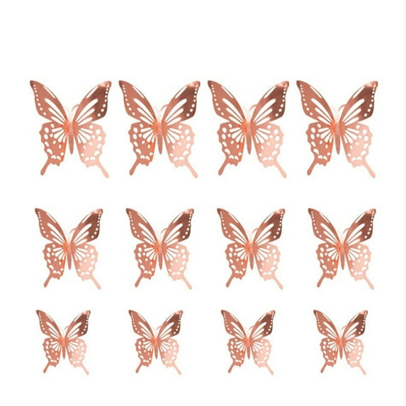 Fdelink 3D Hollow Butterfly Wall Sticker 3D Hollow Butterfly Wall Stickers Home Decor Cardboard Butterfly Wall Stickers Pink