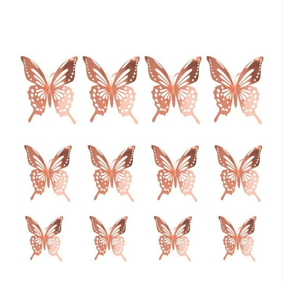 Fdelink 3D Hollow Butterfly Wall Sticker 3D Hollow Butterfly Wall Stickers Home Decor Cardboard Butterfly Wall Stickers Pink
