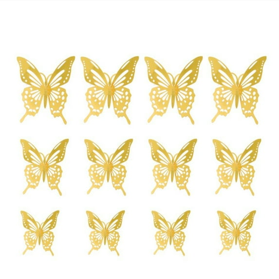 Fdelink 3D Hollow Butterfly Wall Sticker 3D Hollow Butterfly Wall Stickers Home Decor Cardboard Butterfly Wall Stickers Yellow