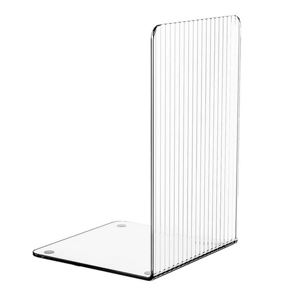 Fdelink Acrylic Bookend,Single Book Holder,Clear Bookends for Shelves with Non Slip Mats and Line Design Transparent Kid Acrylic Bookends & Holder for Desk Library Book Stoppers