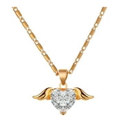 Fdelink Alloy Necklace Vintage Metallic Golden Wing Love Angel Chain Lock Necklace Women's Jewelry Gold