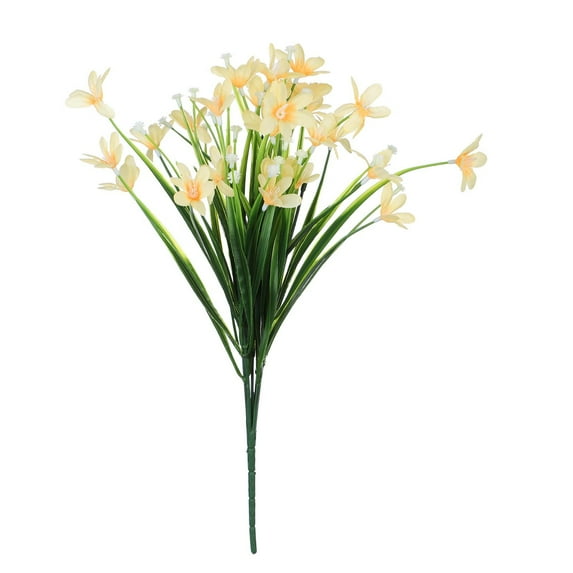 Fdelink Artificial Flowers Artificial Green Porch Garden Flowers Outdoor Bundles Shrubs 2 Flowers Artificial Flowers Simulation Bouquet (Yellow)