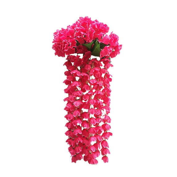 Fdelink Artificial Flowers Discount Hanging Flowers Artificial Violet Flower Wall Wisteria Basket Hanging Garland (Hot Pink)