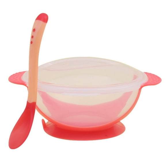 Fdelink Baby Children Training Feeding Dinner Bowl Spoon Tableware Set with Suction Cup, Tableware, Stainless Steel Bowl