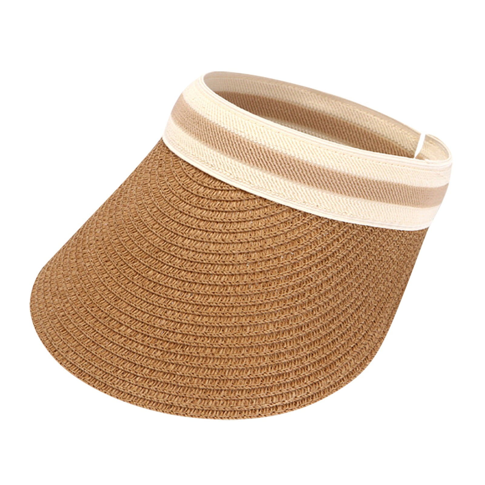 Fdelink Baseball Hat Visor Hat Summer Outdoors Women Wide Brim Straw Hat  Beach Golf Sun Hats Protection Travel Ponytail Sun Cap UPF 50+ Caps