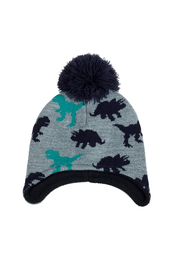 Beanie Hat Winter Hats Children's Woolen Hat Dinosaur Pattern Boys and Girls Thermal Knitted Hat Cap Navy