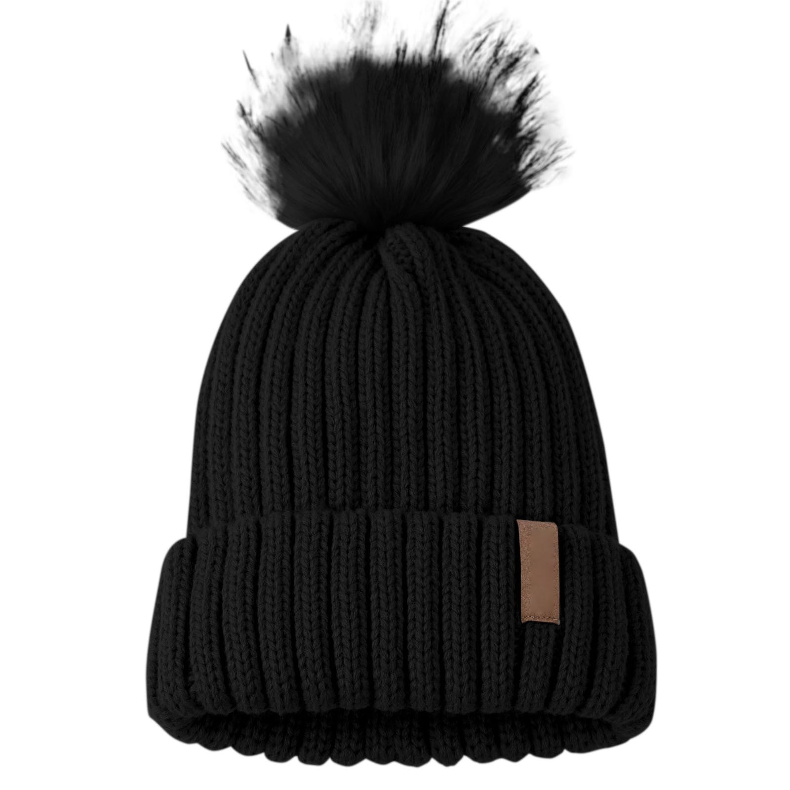 Fdelink Beanie Hat Winter Hats Womens Winter Knitted Hat with Faux Pom
